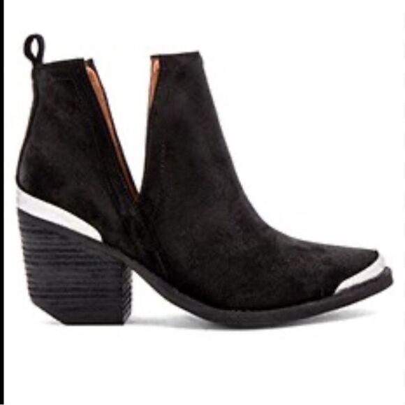 Jeffrey Campbell Black Cromwell Suede Booties Silver Embelished Size 8.5 boots - Picture 1 of 13